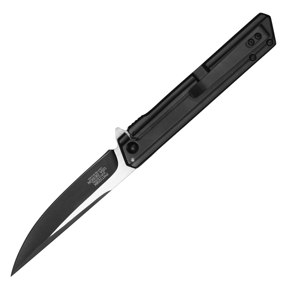 Wartech - 8.5" 2-Tone Black | Spring Assisted Pocket Knife