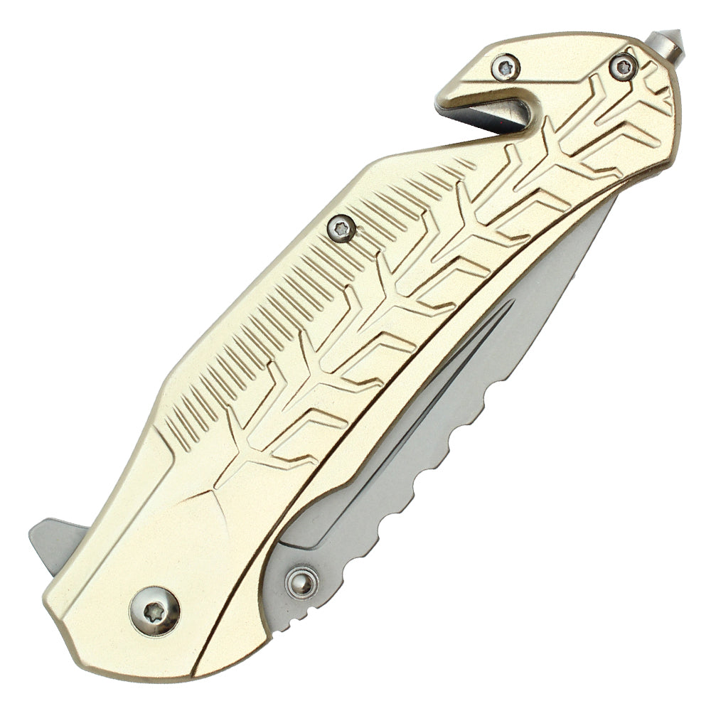 Wartech - 8" Tan | Serrated Pocket Knife