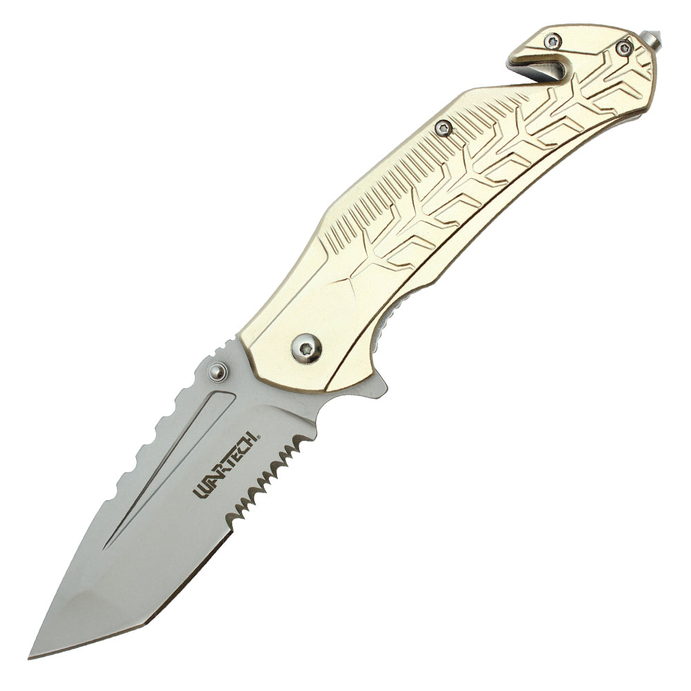 Wartech - 8" Tan | Serrated Pocket Knife