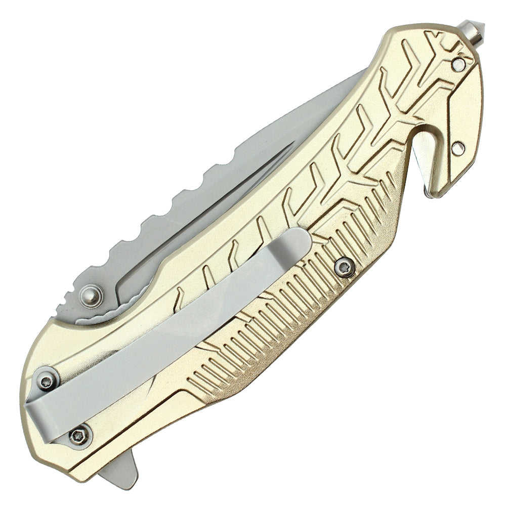 Wartech - 8" Tan | Serrated Pocket Knife