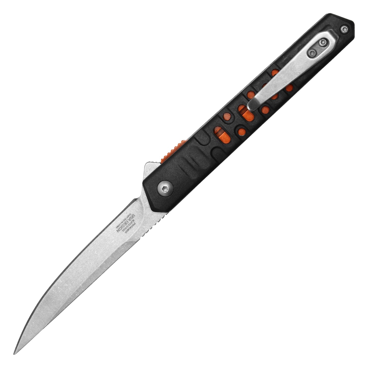 Wartech - 8" Stonewashed Slim Red | Folding Pocket Knife