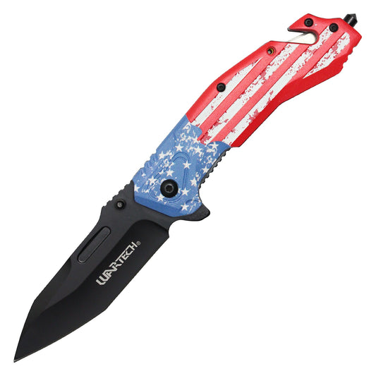 Wartech - 8.5" USA Flag | Spring Assisted Pocket Knife