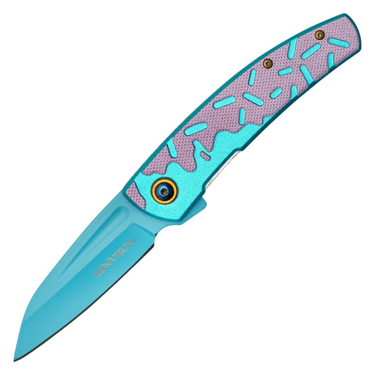 Wartech / Sweet Treats - 7.25" Blue Frosted Sprinkles | Spring Assisted Pocket Knife