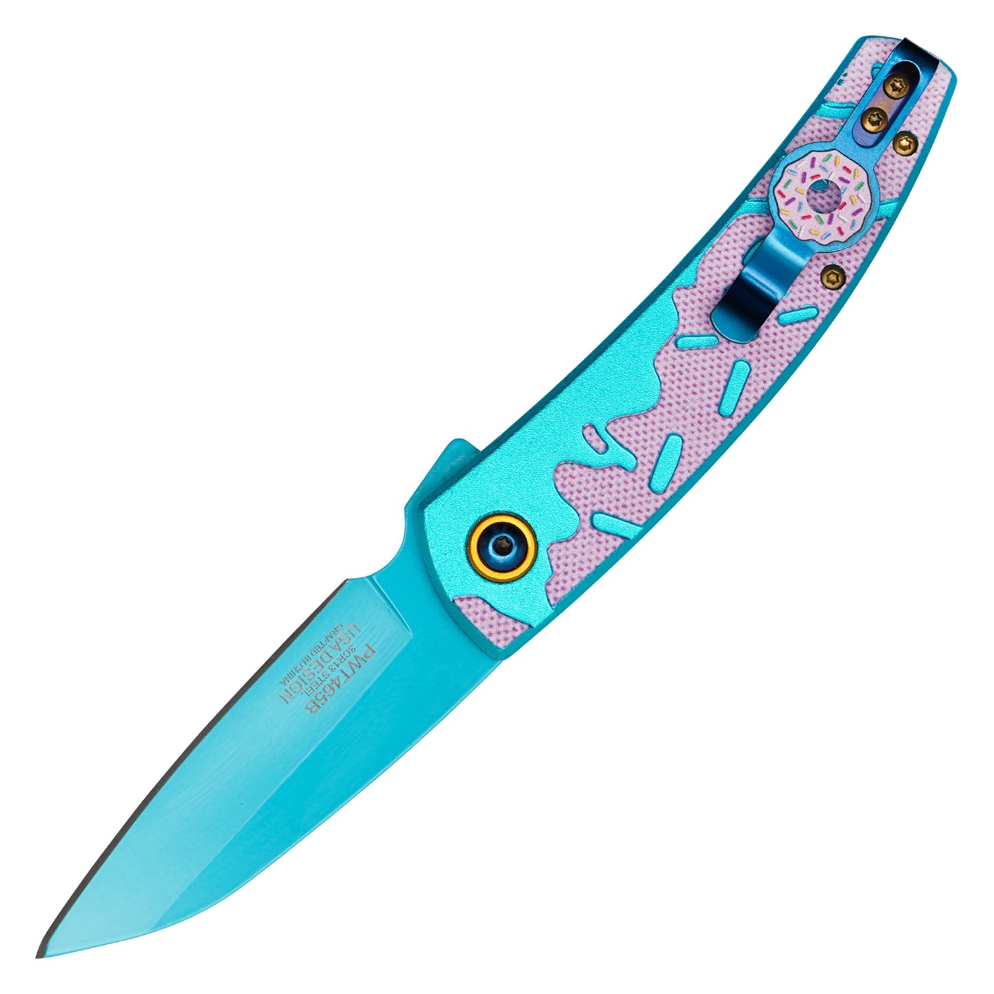 Wartech / Sweet Treats - 7.25" Blue Frosted Sprinkles | Spring Assisted Pocket Knife