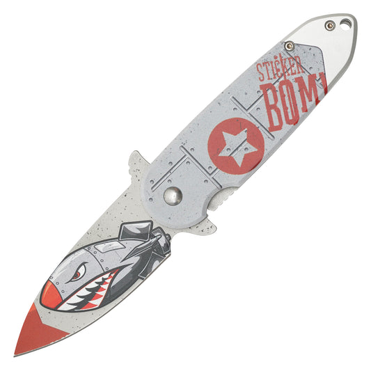 Wartech - Silver Atomic Bomb 7.25” | Spring Assisted Pocket Knife