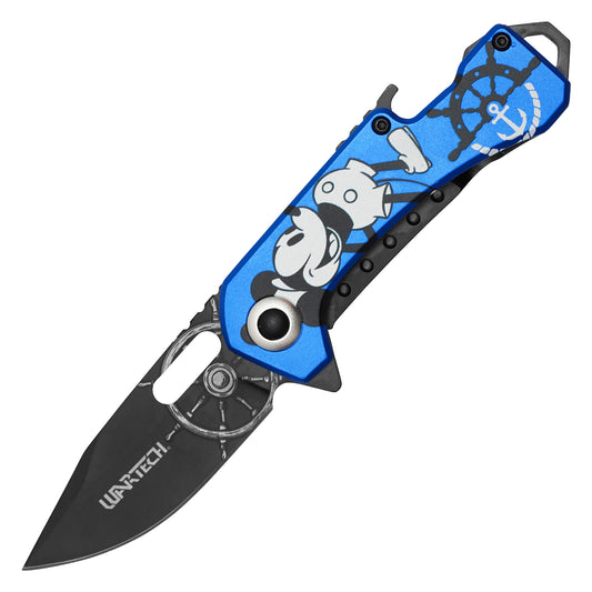 Wartech - 6.75” Steamboat Willie Mickey | Spring Assisted Pocket Knife