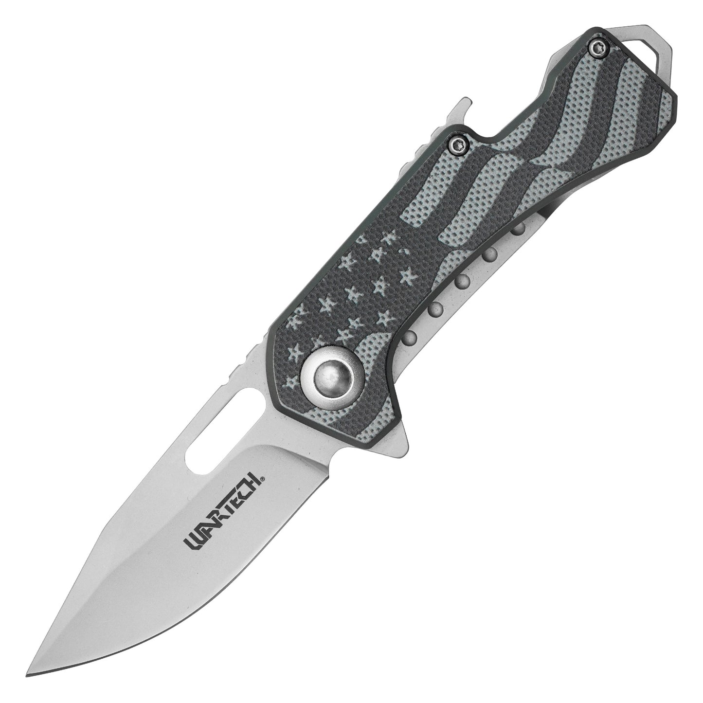 Wartech - 6.75” Gray Patriot | Spring Assisted Pocket Knife