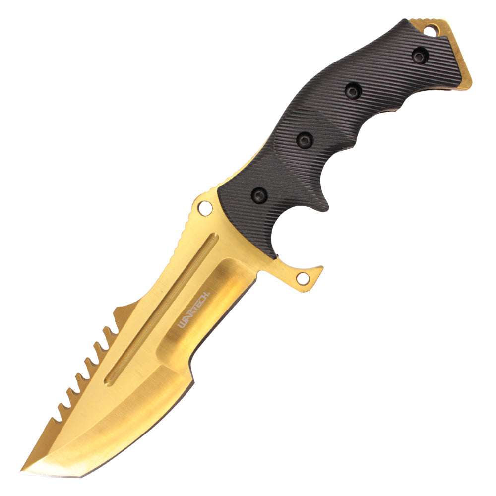 10-inch Hunting Knife w Gold Blade and Sheath