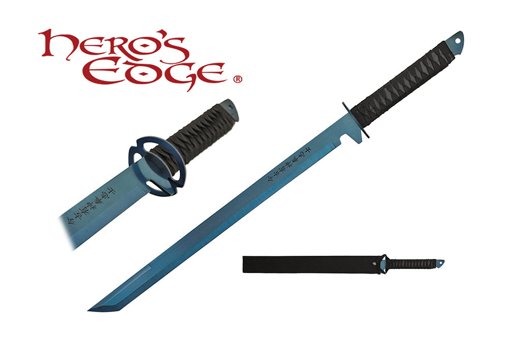 27-inch 440 Stainless Steel Blue Blade Sword w Sheath