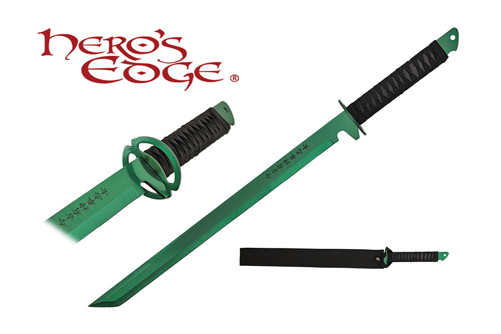 27-inch 440 Stainless Steel Green Blade Sword w Sheath