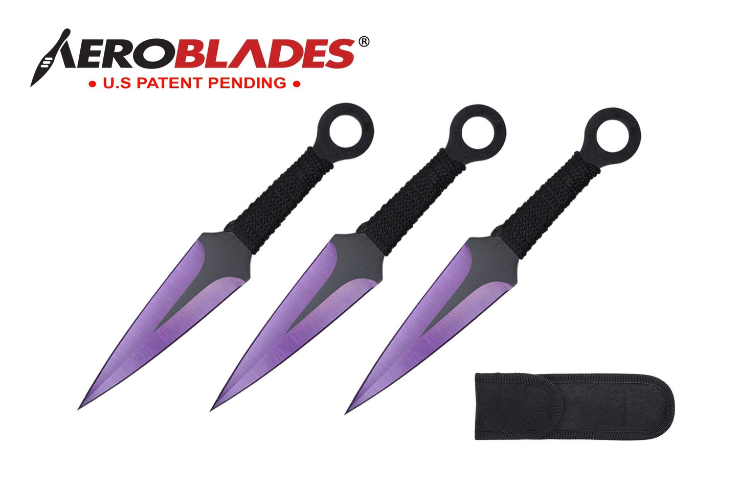 6.75-inch 3pc Set Purple Black Blade Thrower