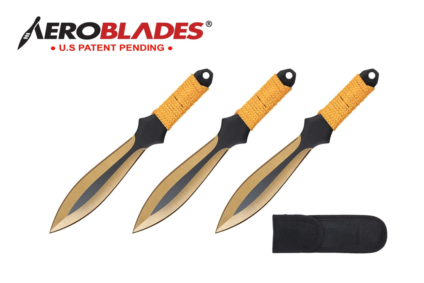 6.75-inch 3pc Set Gold Black Blade Thrower