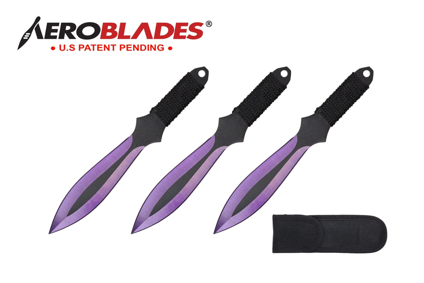 6.75-inch 3pc Set Purple Black Blade Thrower