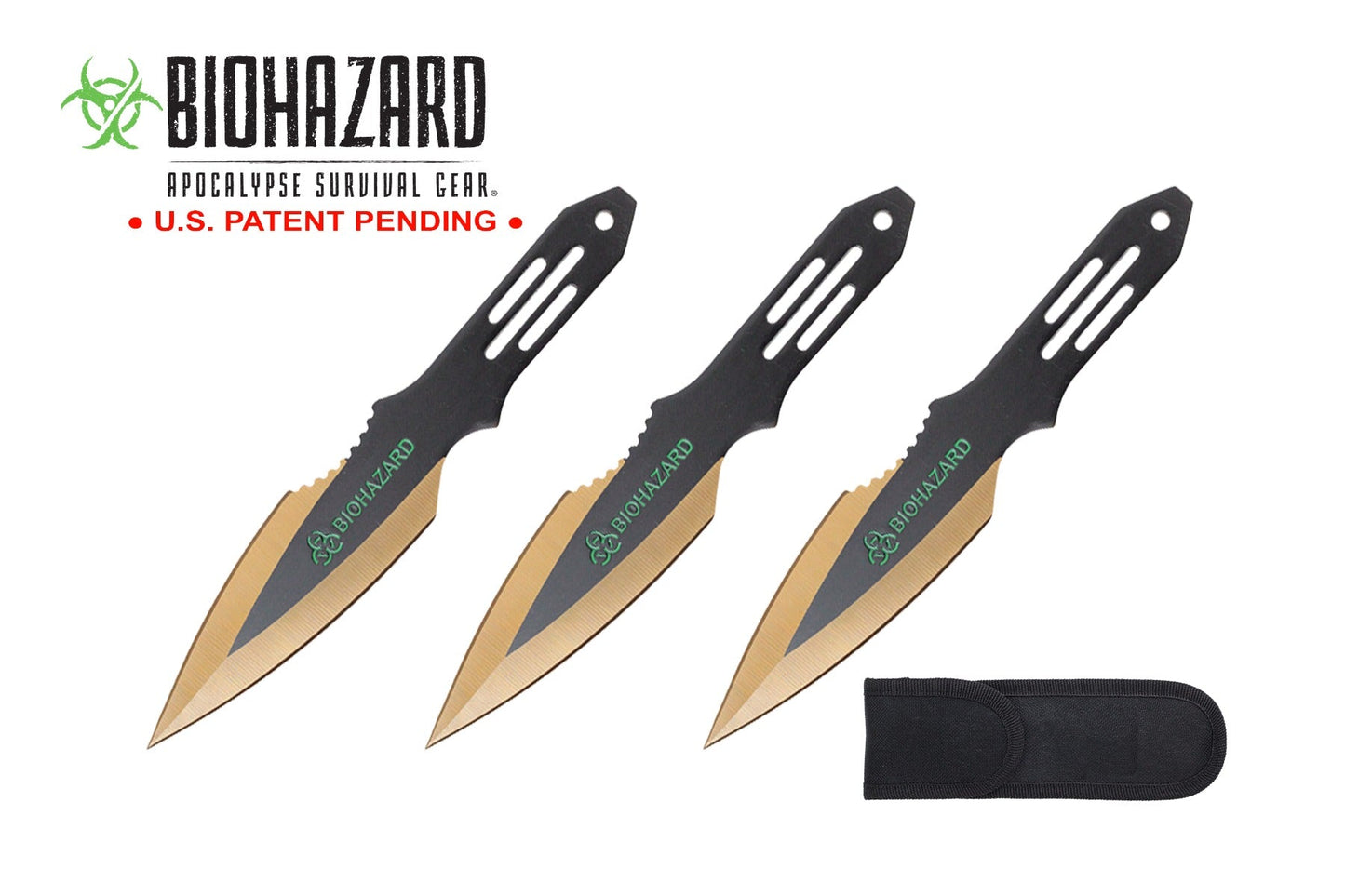 6.5-inch 3pc Set Gold Black Blade Thrower