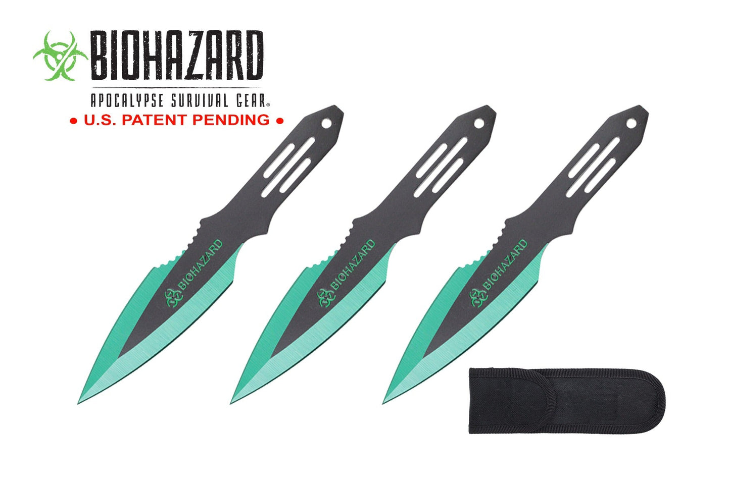 6.5-inch 3pc Set Green Black Blade Thrower