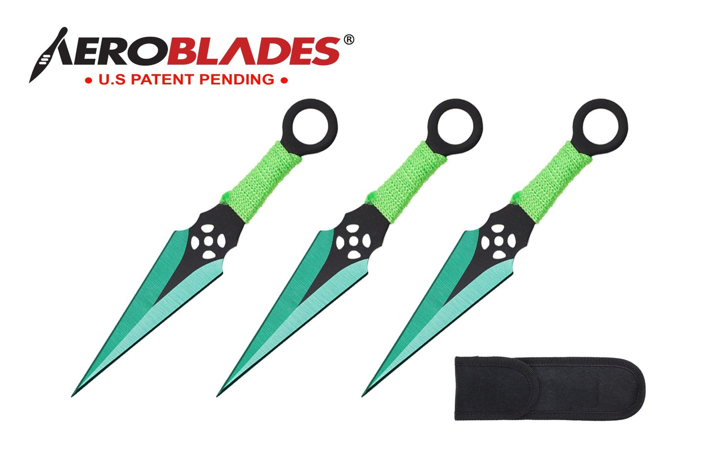 6.5-inch 3pc Set Green Black Blade Thrower