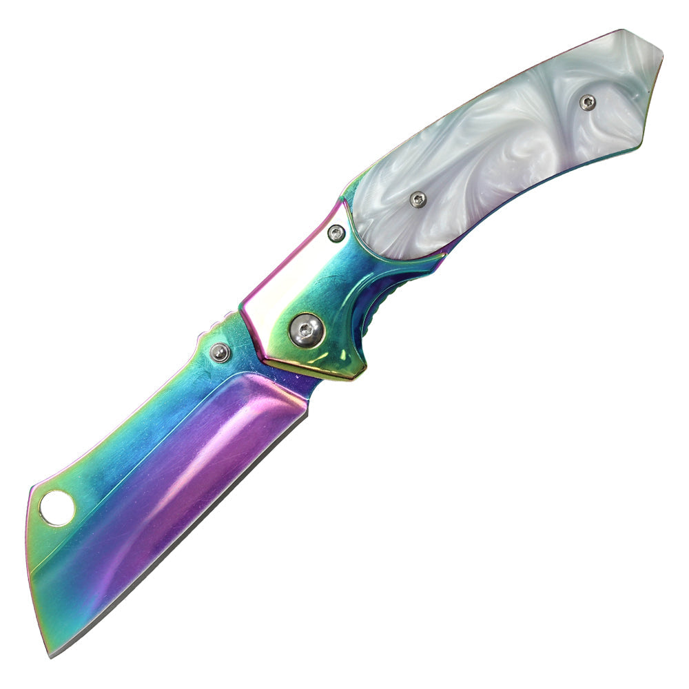 8" Buckshot Thumb Open Spring Assisted Stainless Steel Handle With Inlay Classic Razor Pocket Knife