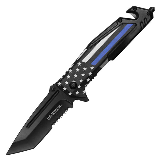 Wartech - 8.5" Thin Blue Line | Spring Assisted Pocket Knife