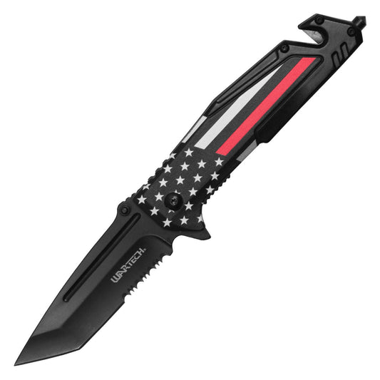 Wartech - 8.5" Thin Red Line | Spring Assisted Pocket Knife