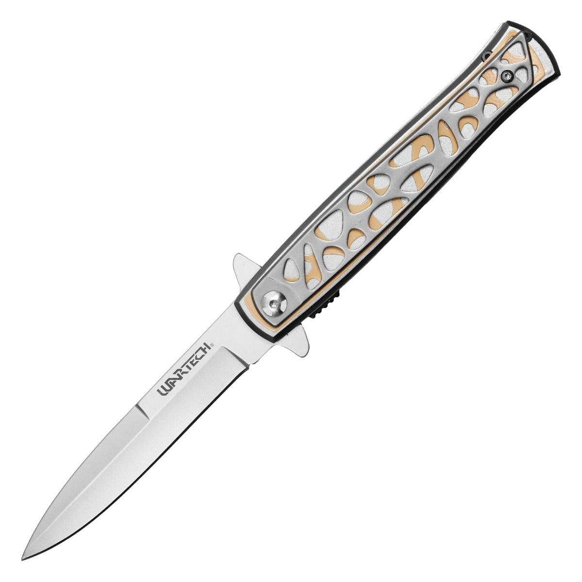 Wartech - 9" Silver & Gold Patterned | Spring Assisted Pocket Knife