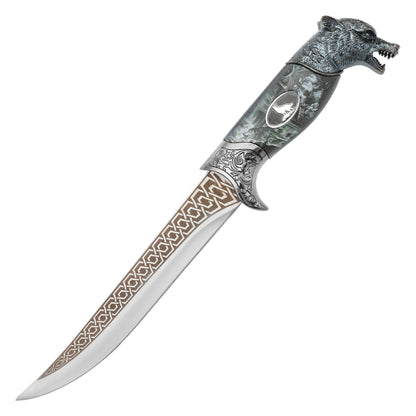 11" – Ornate Wolf Dagger | Stainless Steel Display Dagger