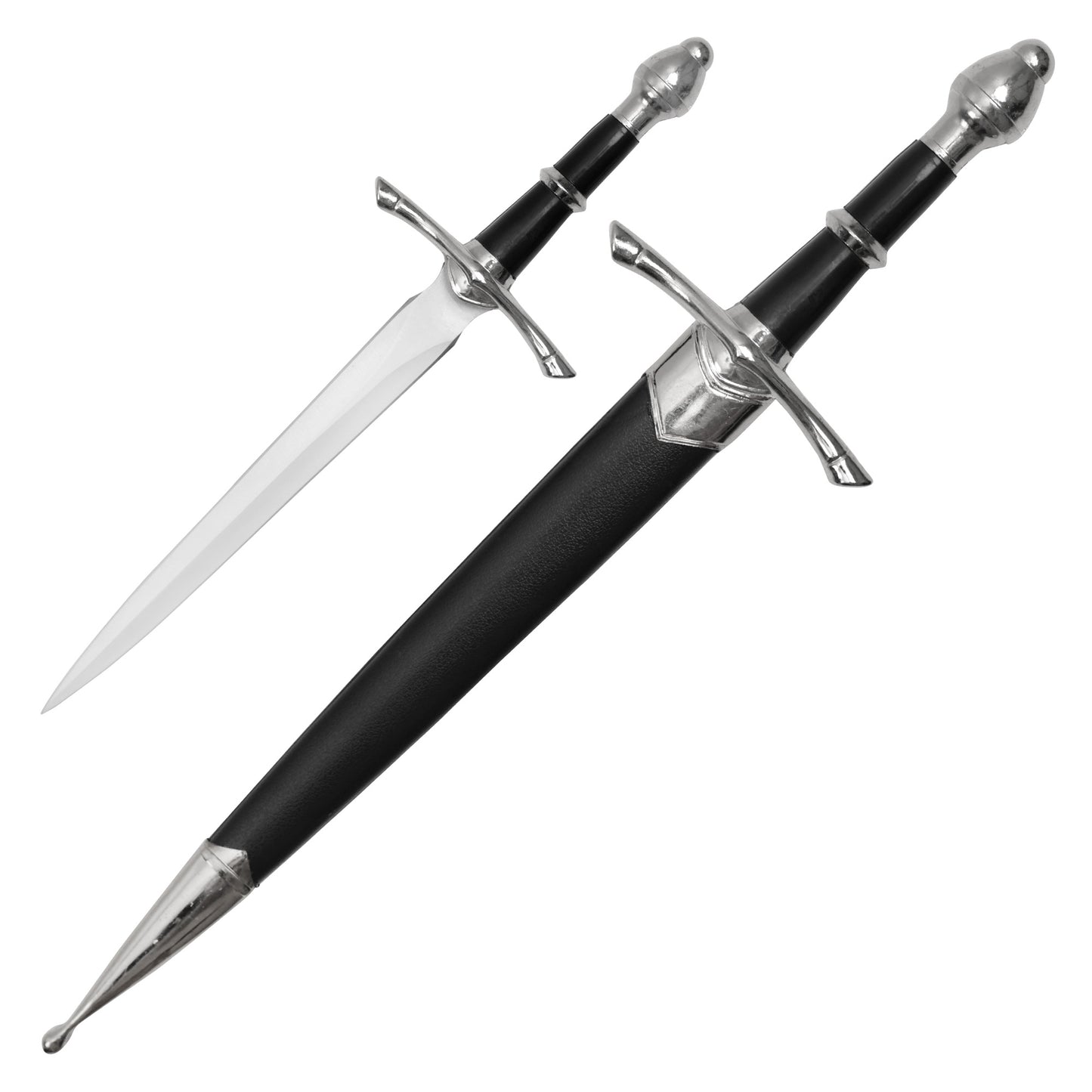 13.75" - Black & Silver | Medieval Steel Dagger