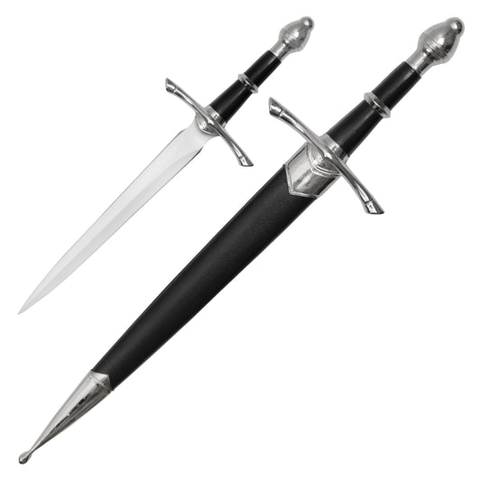 13.75" - Black & Silver | Medieval Steel Dagger