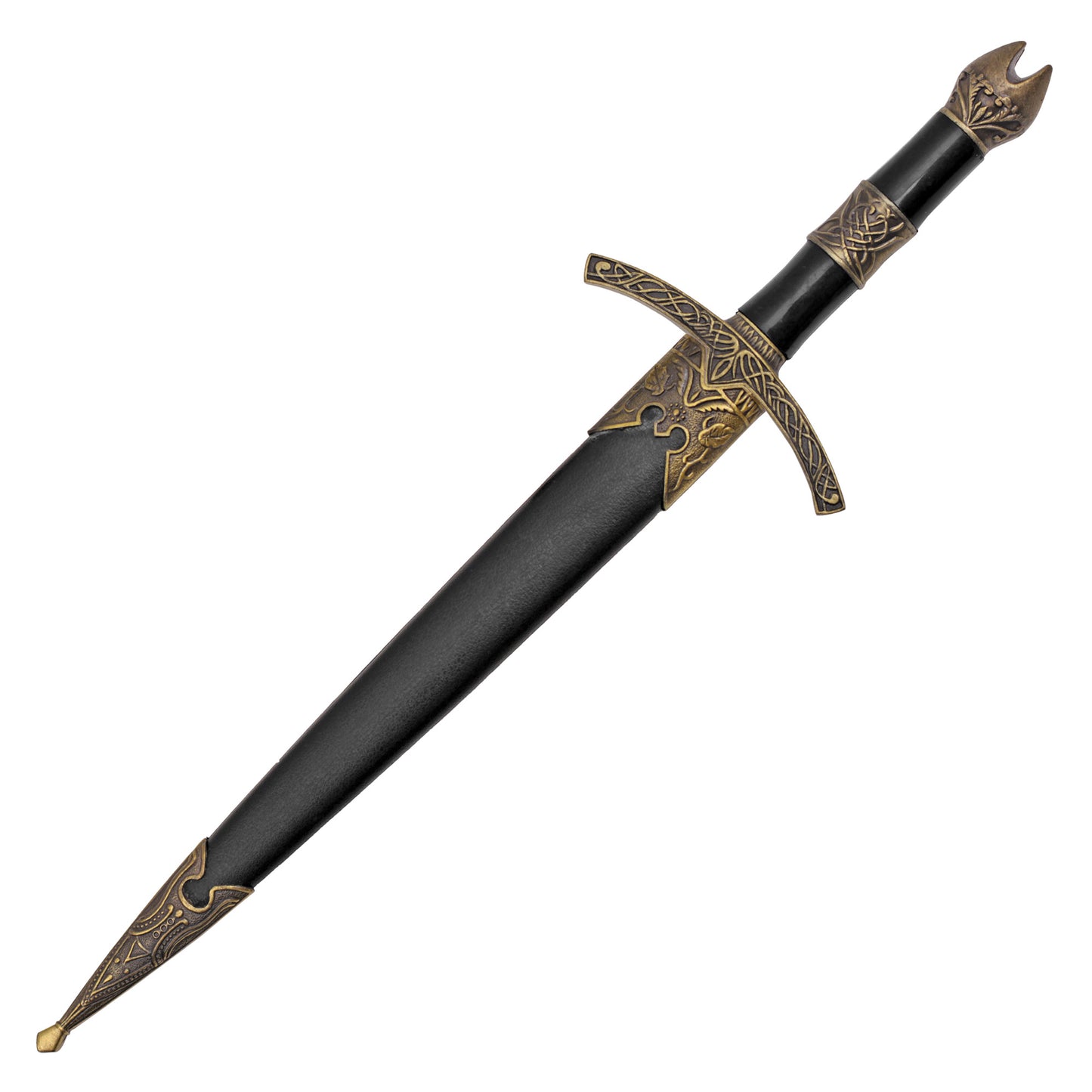 13.75" - Black & Gold Celtic Dagger | Medieval Steel Dagger