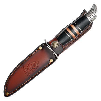 Buckshot Knives - 10.5" Embossed Black Striped Wood | Fixed Blade Hunting Knife