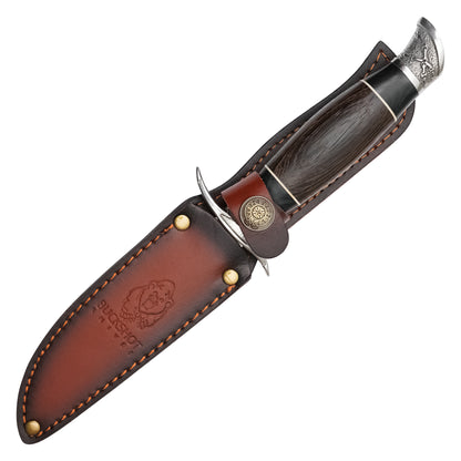 Buckshot Knives - 10.5" Brown Wood Hunting Knife | Fixed Blade