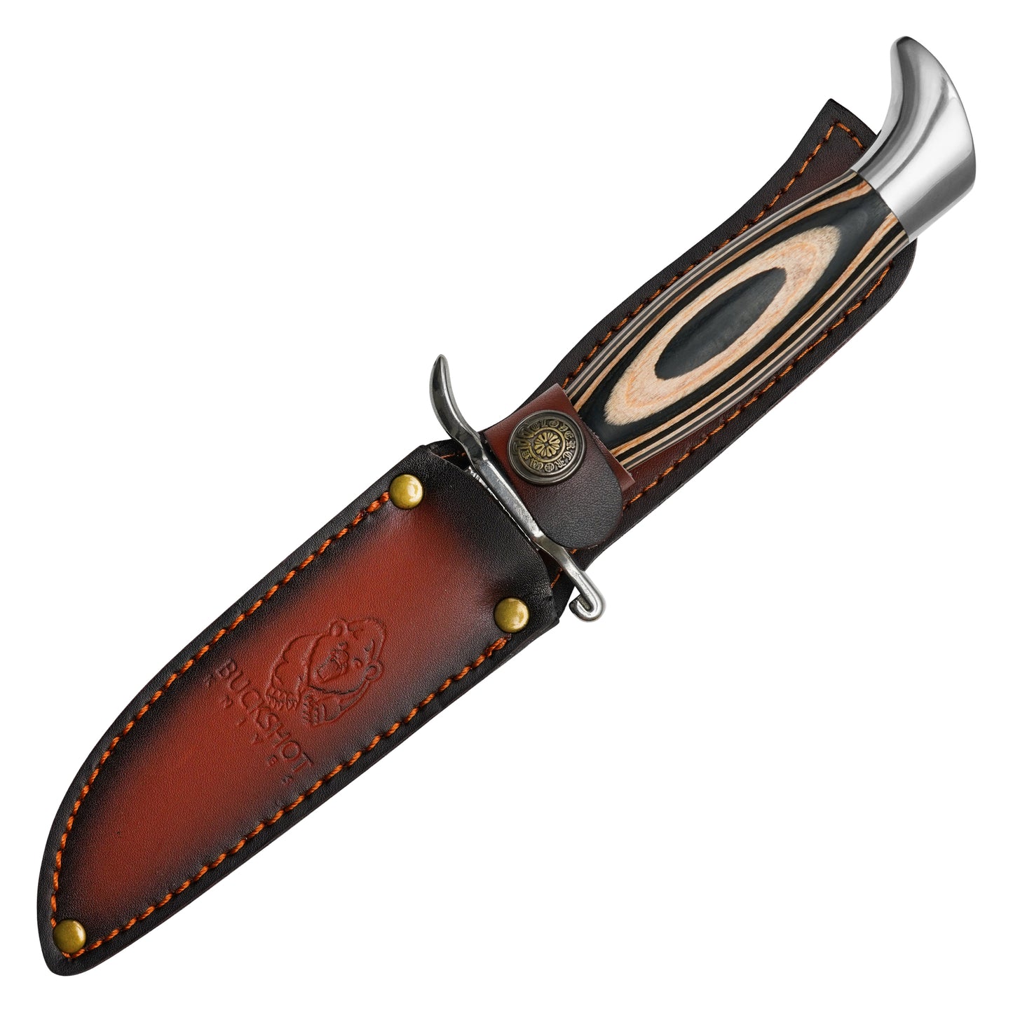 Buckshot Knives - 10.5" Embossed Wood Hunting Knife | Fixed Blade