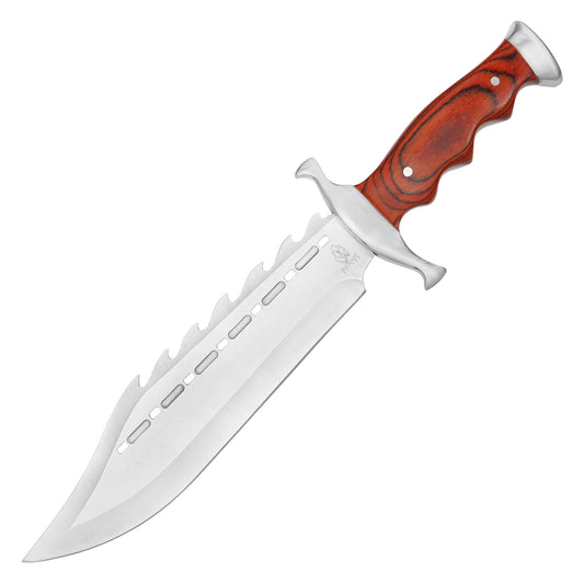 Buckshot Knives - 15” Red Wood Bowie | Fixed Blade Hunting Knife