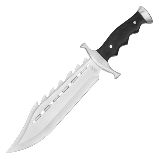 Buckshot Knives - 15” Black Wood Bowie | Fixed Blade Hunting Knife