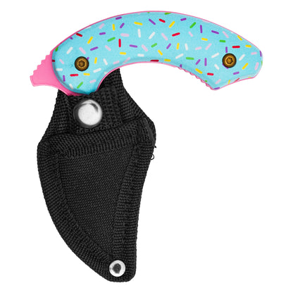 Wartech / Sweet Treats - 4" Pink Sprinkles Push Dagger | Fixed Blade Knife