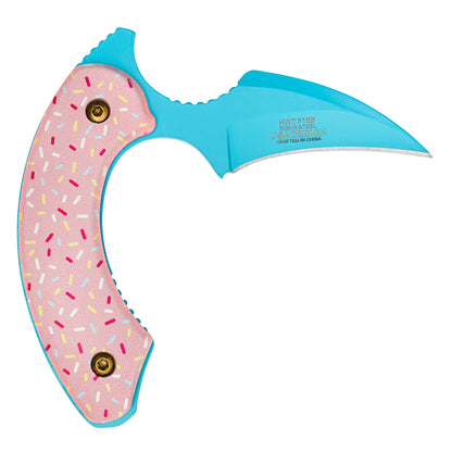 Wartech / Sweet Treats - 4" Blue Sprinkles Push Dagger | Fixed Blade Knife