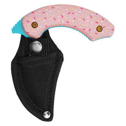 Wartech / Sweet Treats - 4" Blue Sprinkles Push Dagger | Fixed Blade Knife