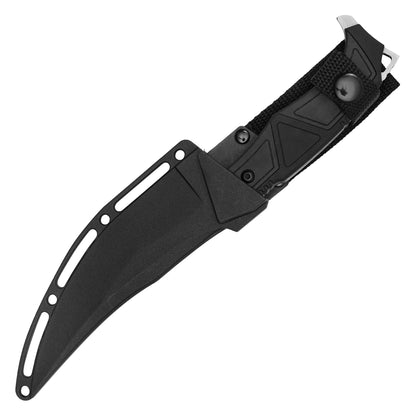 Wartech - 9.75” 2-Tone Black Tactical | Fixed Blade Hunting Knife
