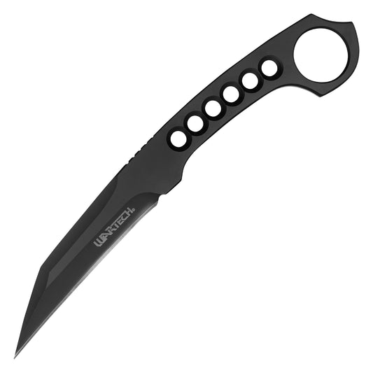 Wartech - 7.25” Full Tang Perforated Black | Fixed Blade Hunting Knife