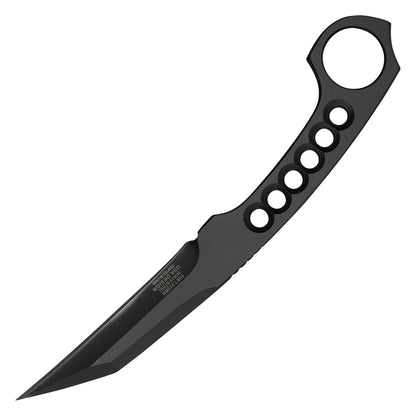 Wartech - 7.25” Full Tang Perforated Black | Fixed Blade Hunting Knife