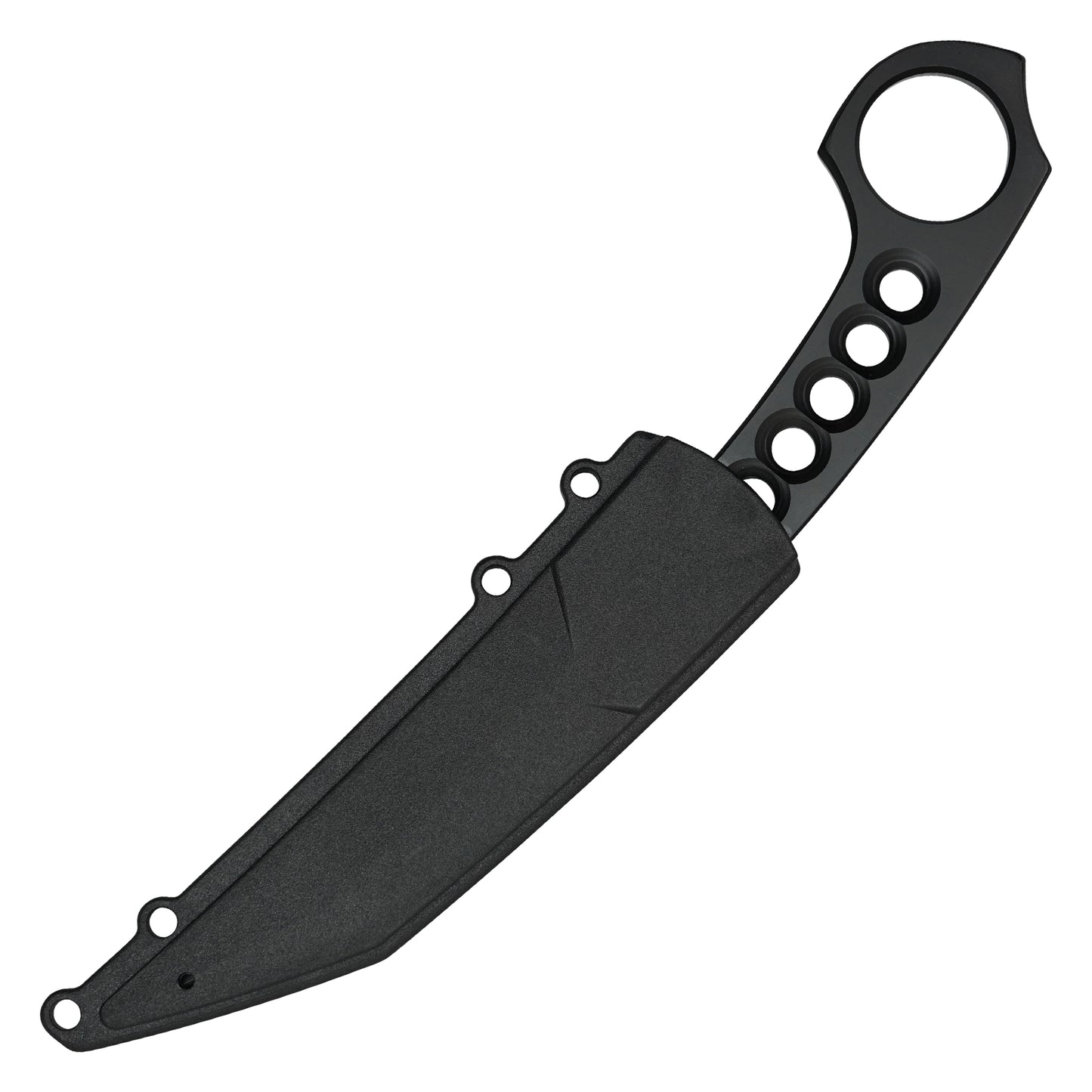 Wartech - 7.25” Full Tang Perforated Black | Fixed Blade Hunting Knife