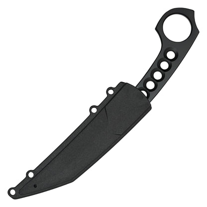 Wartech - 7.25” Full Tang Perforated Black | Fixed Blade Hunting Knife