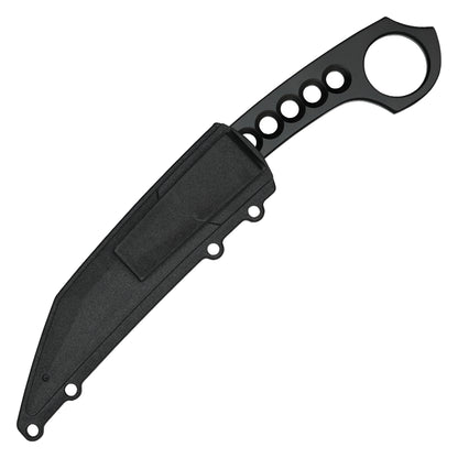 Wartech - 7.25” Full Tang Perforated Black | Fixed Blade Hunting Knife