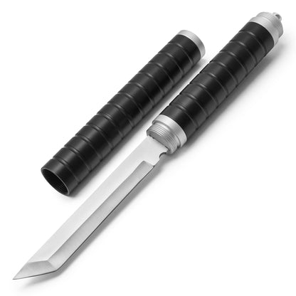 Wartech - 10.75" Covert Black Modified Tanto | Stainless Steel Fixed Blade Tactical Knife