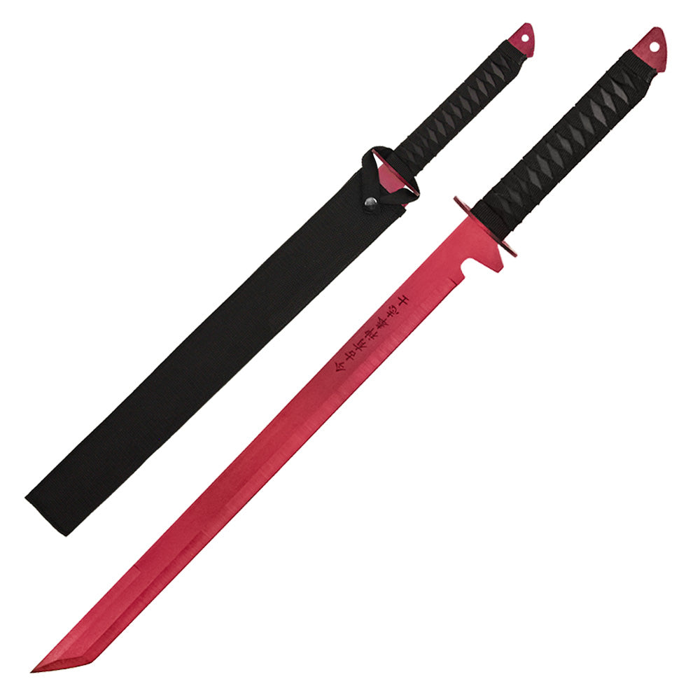 Hero's Edge – 27" Black Wrapped Red Ninja | Full Tang Steel Sword