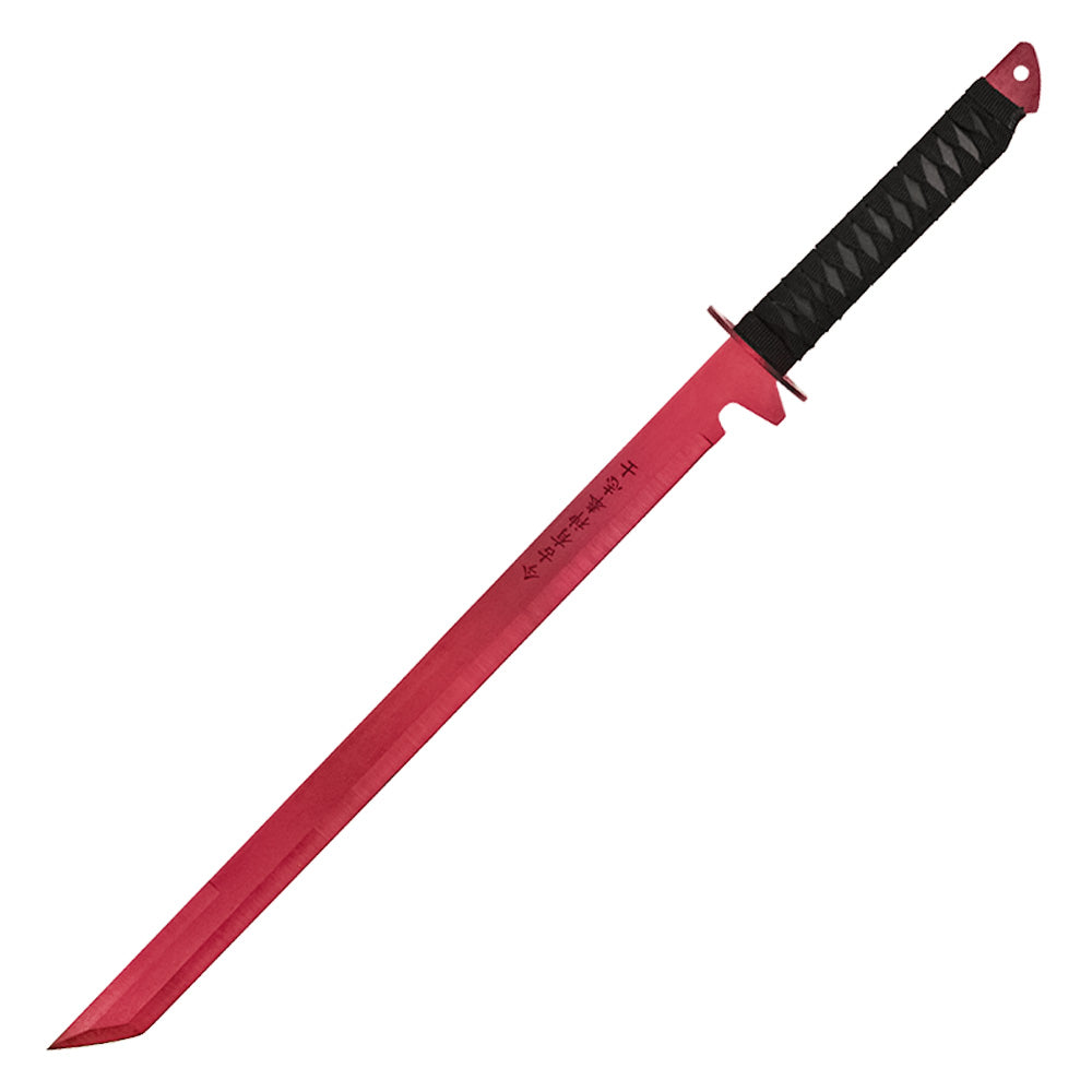 Hero's Edge – 27" Black Wrapped Red Ninja | Full Tang Steel Sword