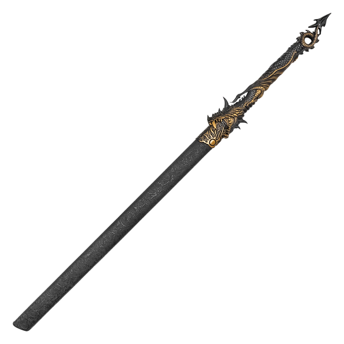 43" – Black Dragon Steel Katana | Stainless Steel Display Sword