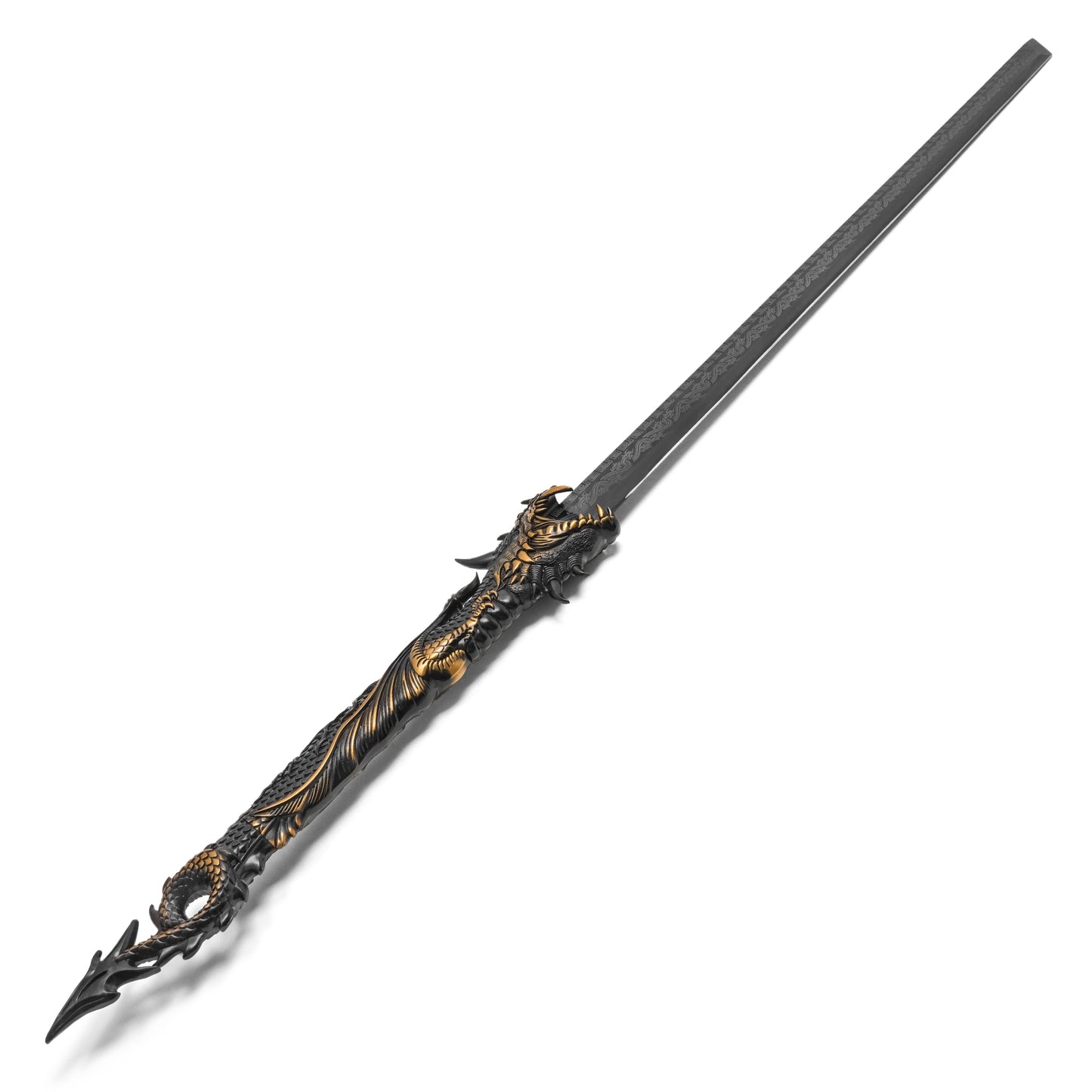 43" – Black Dragon Steel Katana | Stainless Steel Display Sword