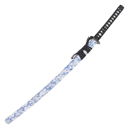 Onikiri - Blue Porcelain Floral Katana | Collectible Display Carbon Steel Sword
