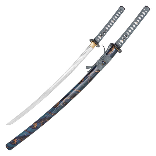 Onikiri - Azure Cloud Marble Katana | Collectible Display Carbon Steel Sword