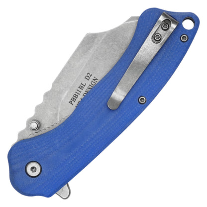 Buckshot Knives - 8” Blue D2 Cleaver | Ball Bearing Pocket Knife